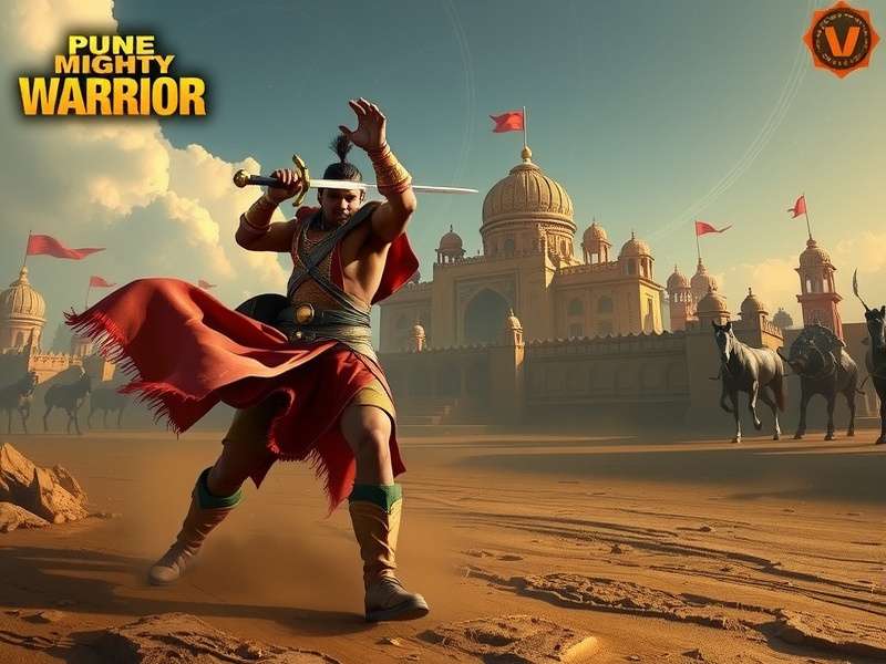 Pune Mighty Warrior game screenshot showing warrior in battle